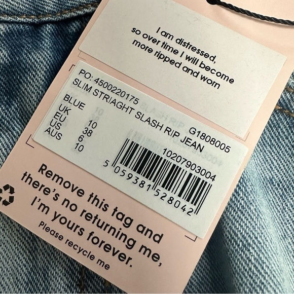 Missguided High Waist Straight Slash Rip Jeans, 6 - Picture 8 of 9